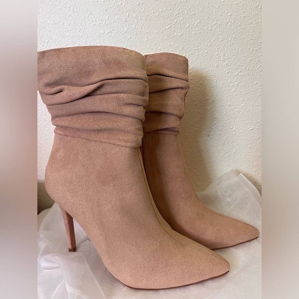 Tan ankle heel boots